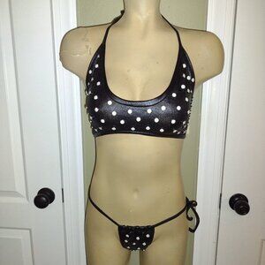 sexy studded  exotic dancer 2 piece stripper costume  ,white/opalescence studs